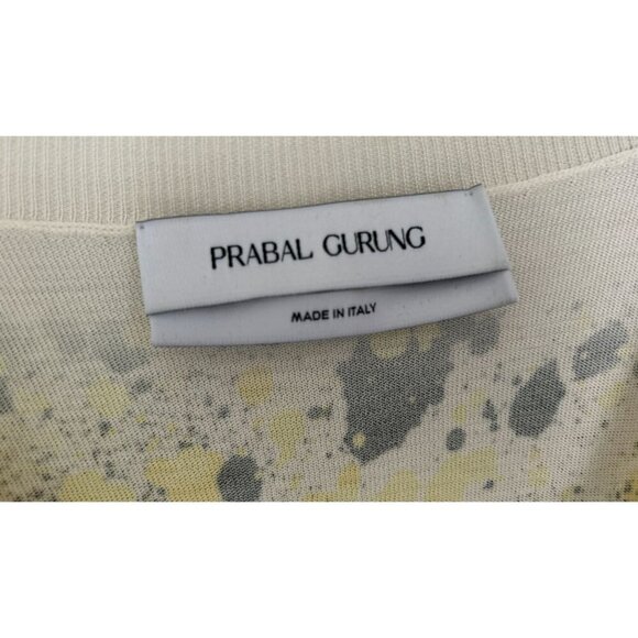 Prabal Gurung 100% Silk Top Abstract Yellow & Black Print V-Neck Long Sleeve Swe - Picture 4 of 6